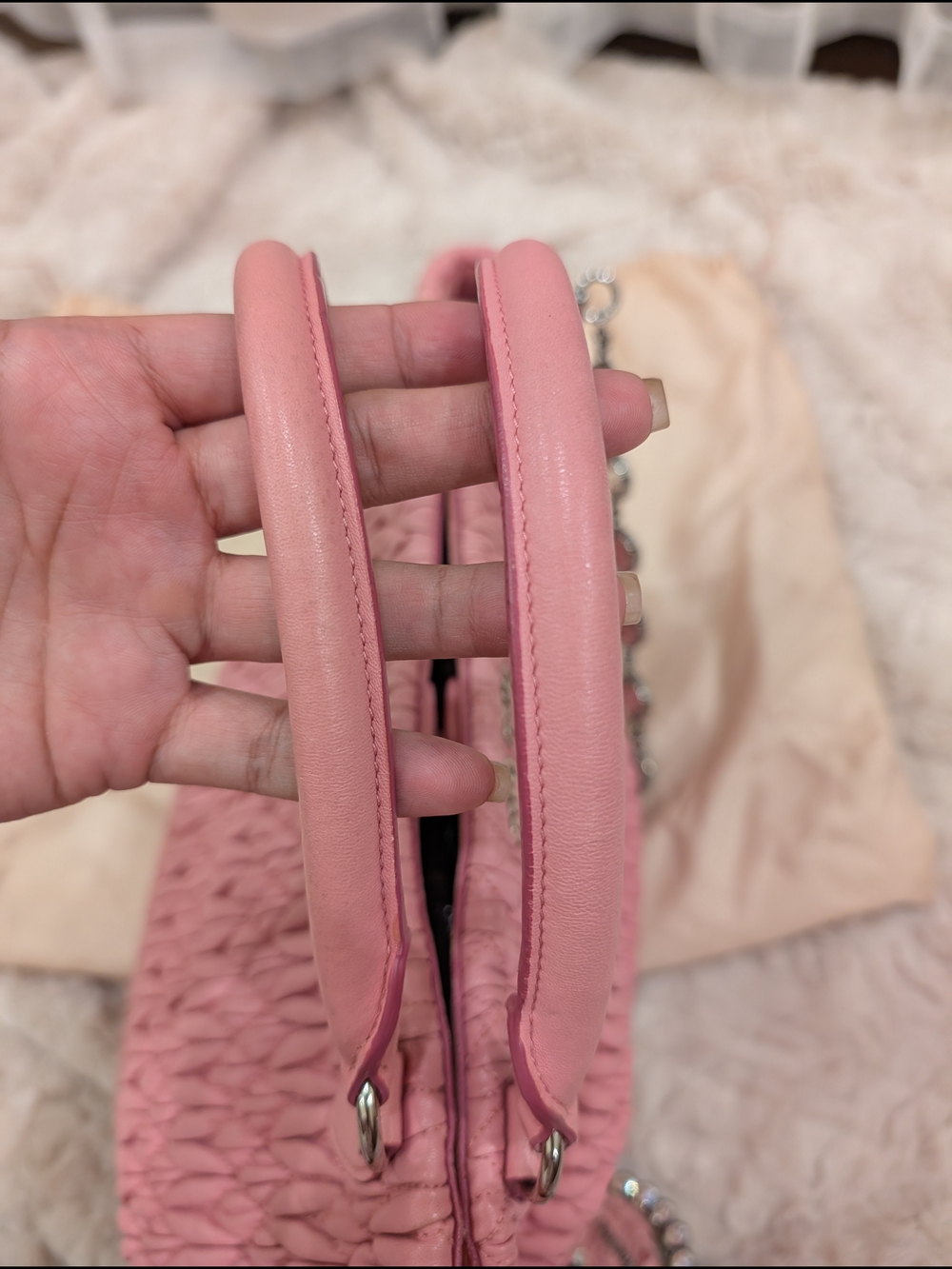 Miu Miu Pink Matelassé Leather Top-Handle Bag - Picture 3 of 10